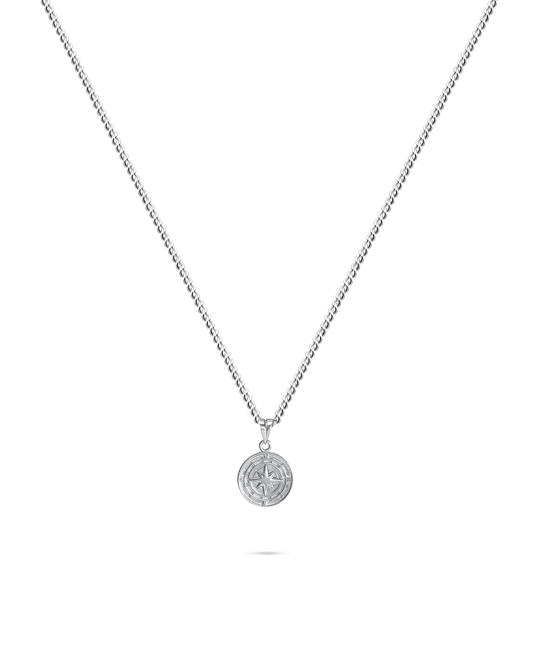 Platinum Plated Compass Necklace