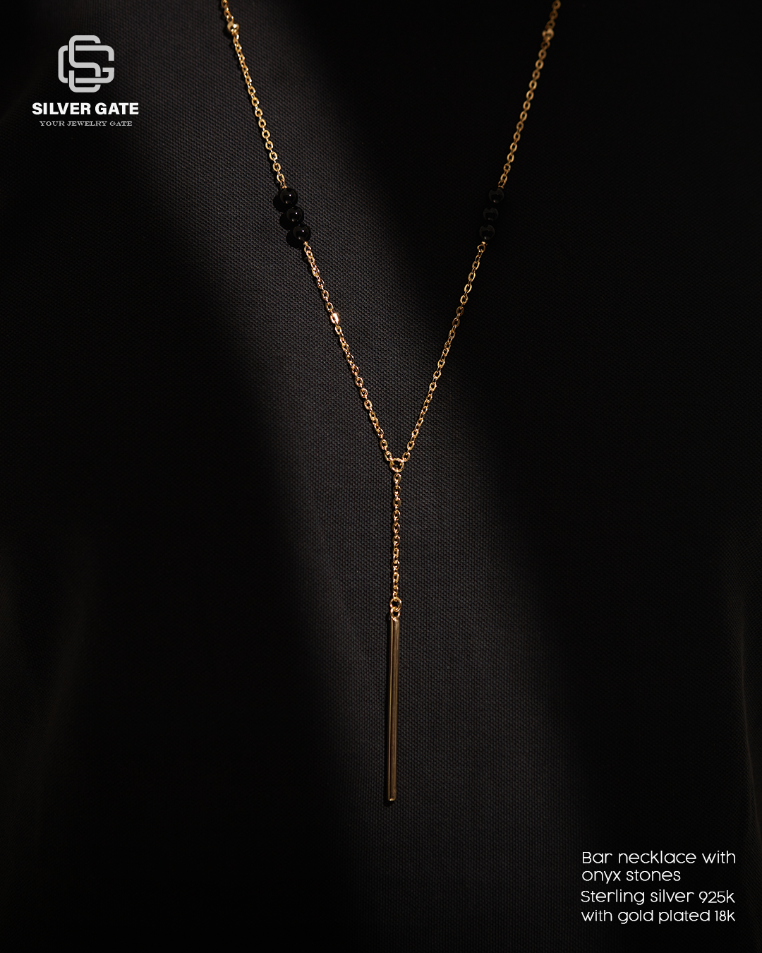 18K Gold Plated Necklace with bar pendant