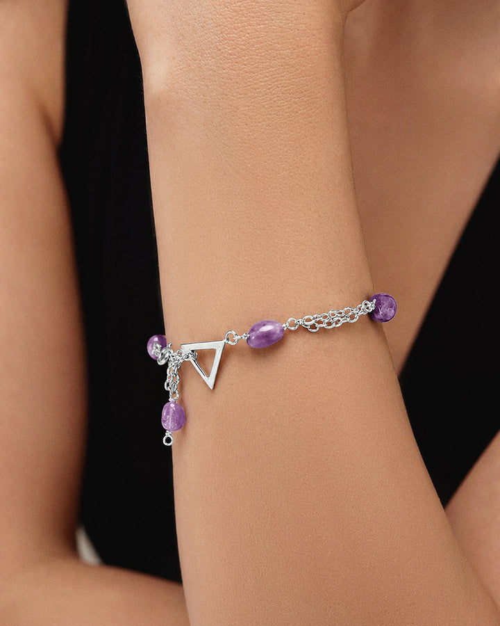 CHARM BRACELET WOTH VIOLET GEMSTONES