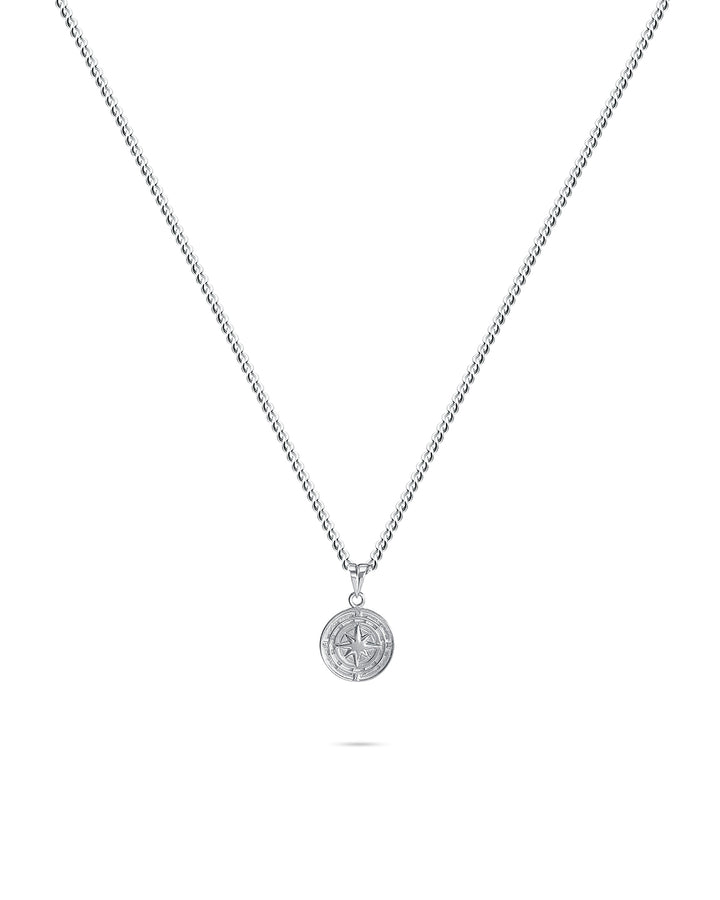 Platinum Plated Compass Necklace