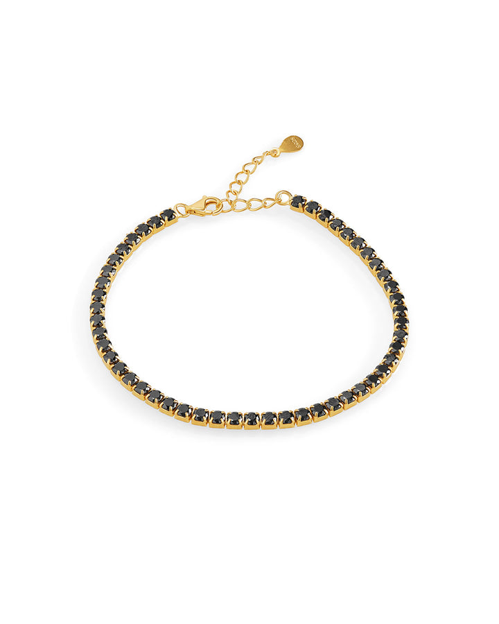 18K Gold Plated Black Stone Silver Bracelet