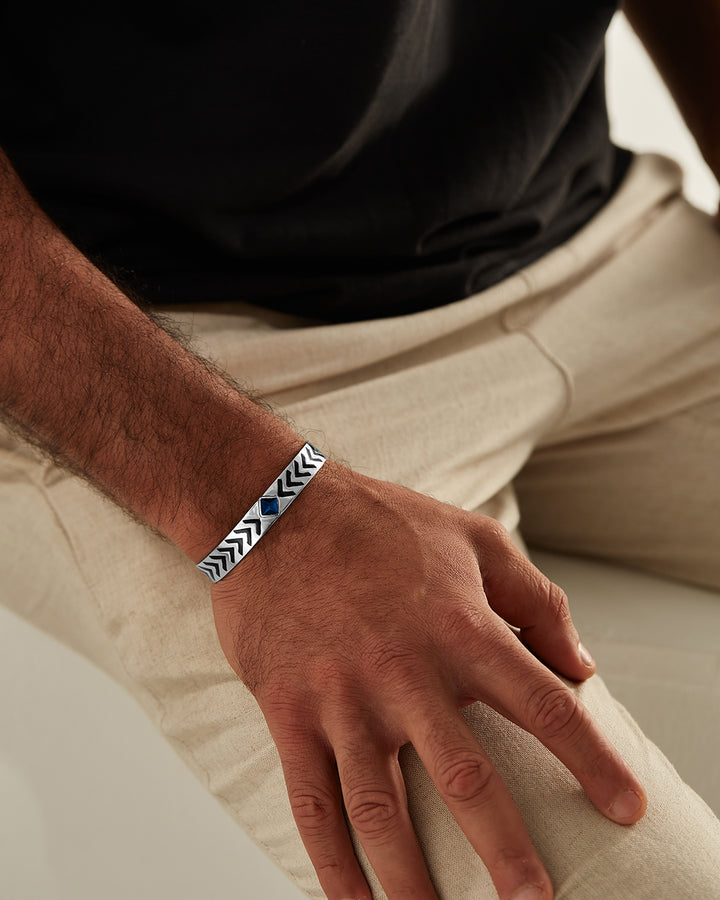 Platinum Plated Modern Geometric Cuff Bracelet