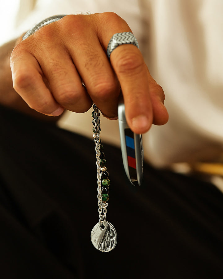 Goldish Green Jasper Keychain