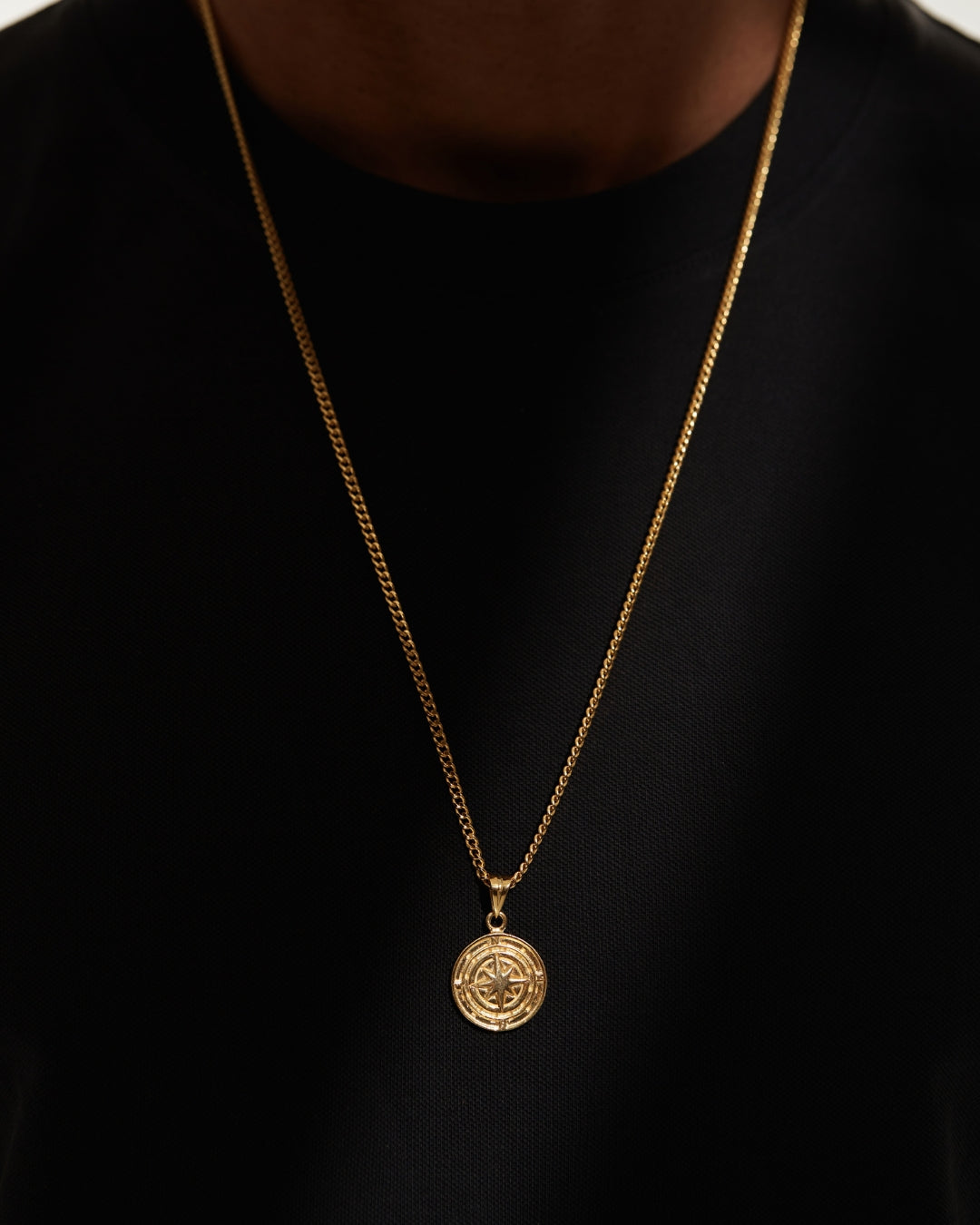 Gold Plated Compass Necklace
