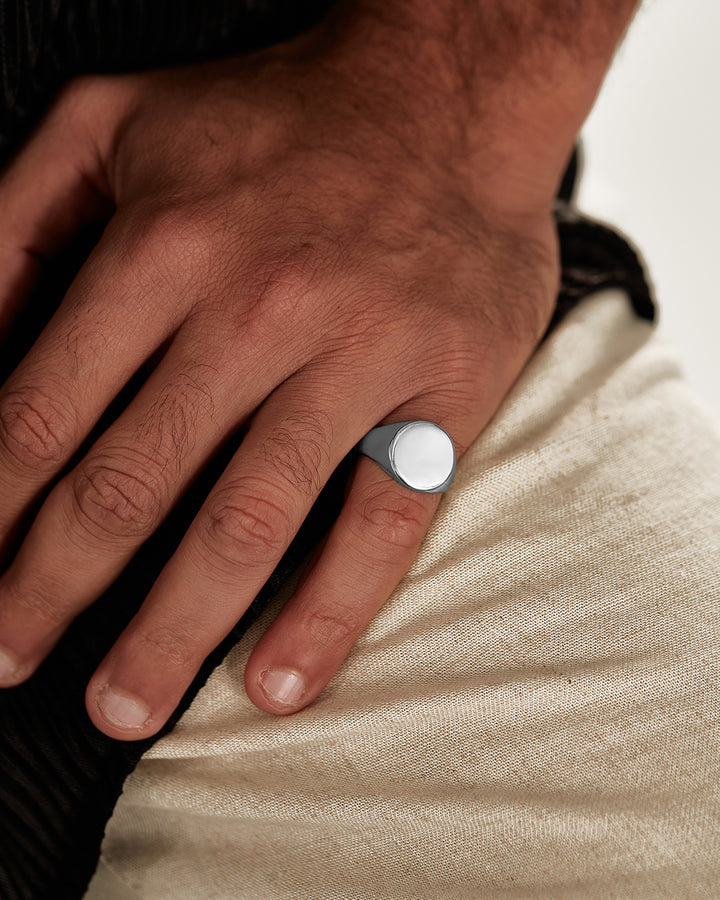 Platinum Plated Dome Signet Ring