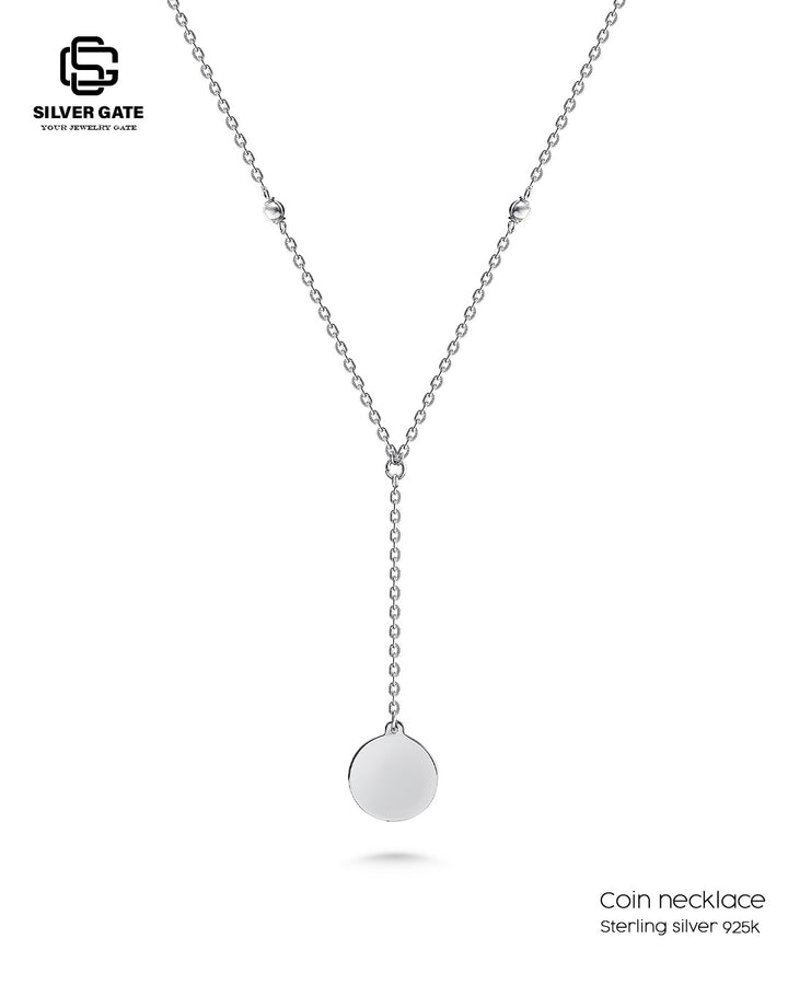 Platinum Plated coin pendant necklace